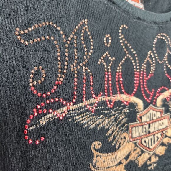 Harley Davidson Shirt Women‎ XL Y2k Rhinestone Motorcycle Sportster Biker Punk - Picture 3 of 9